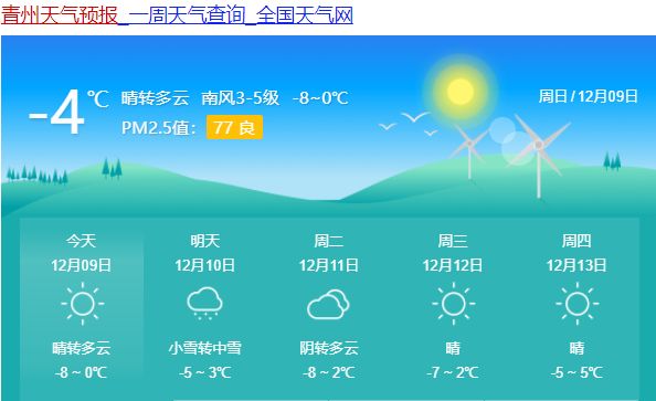 青州天气预报更新通知