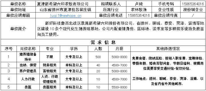 夏津县城最新招工动态速递